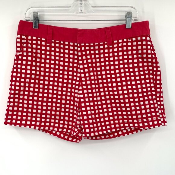 Tommy Hilfiger Red and White Squares Flat Front Cotton Women's Shorts Size 6 - Picture 6 of 8